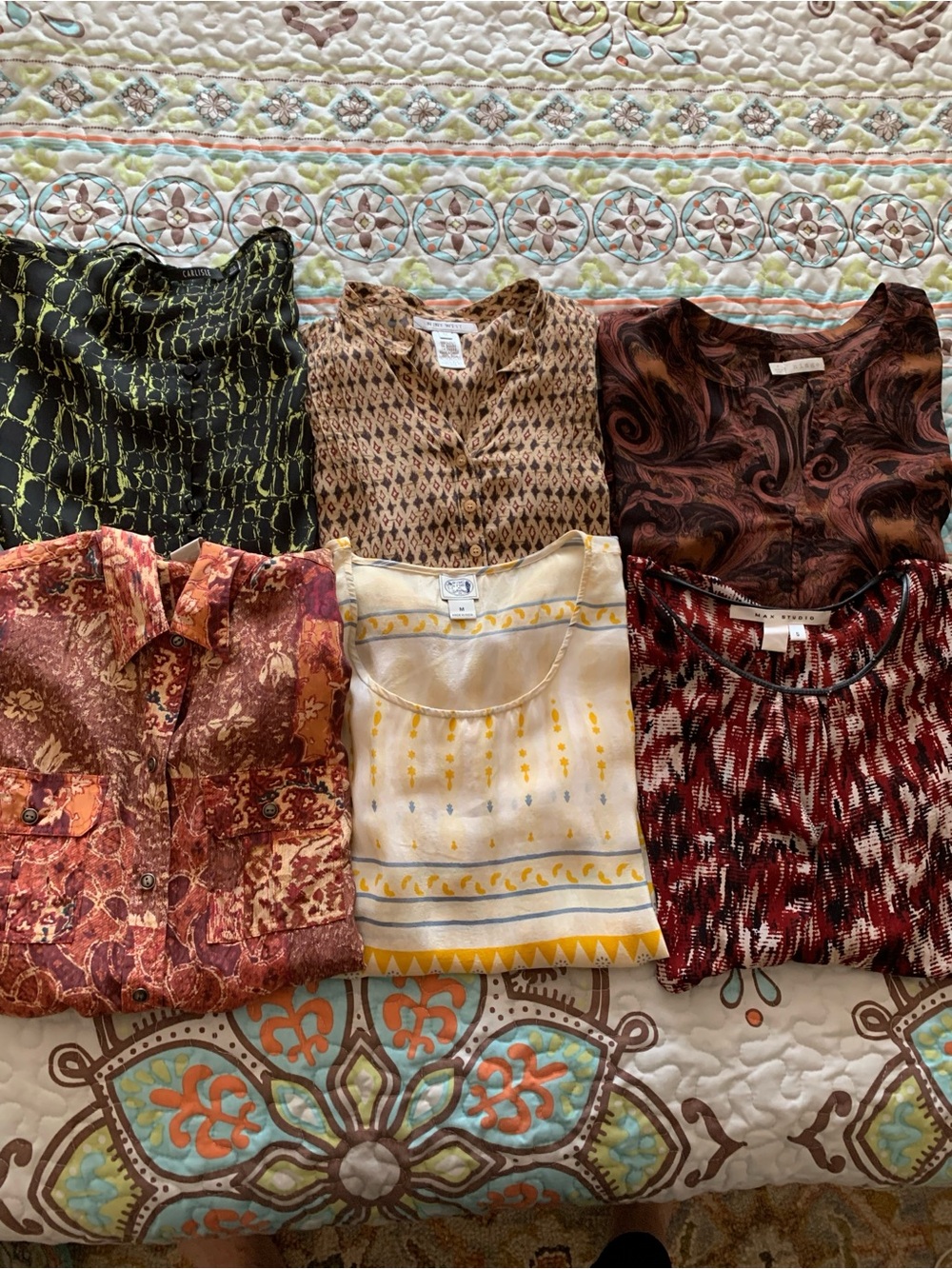 Six  Blouses Small and Medium - Lucky, Carlisle, Max Studio and Nine West